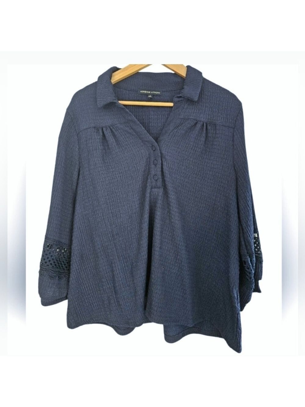 ADRIENNE VITTADINI 3/4 Button Down Blouse Size Large